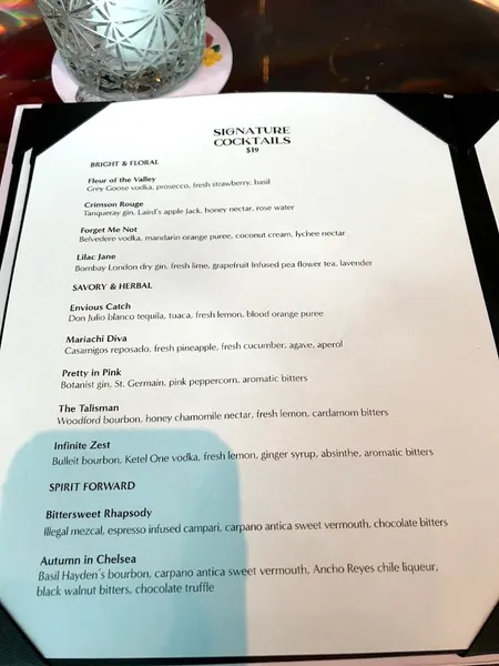 menu of The Fleur Room