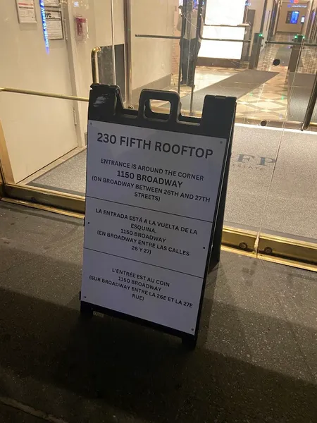 menu of 230 Fifth Rooftop Bar