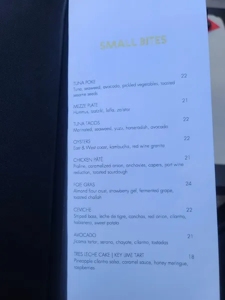 menu of RT60 Rooftop Bar & Lounge