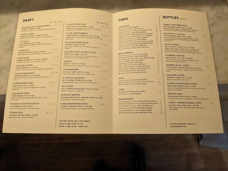 menu of Tørst