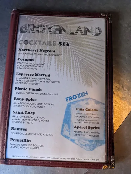 menu of Broken Land