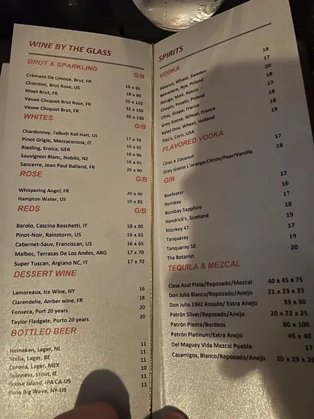 menu of Upstairs