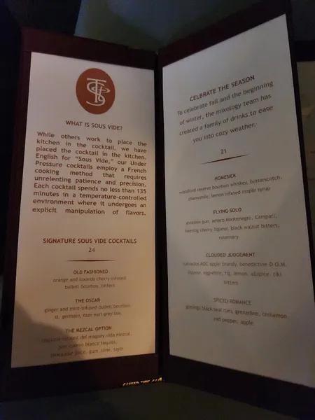 menu of Top of the Strand Rooftop Bar