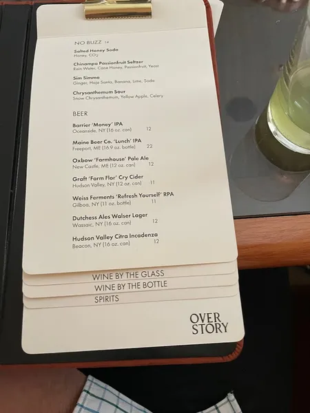 menu of Overstory