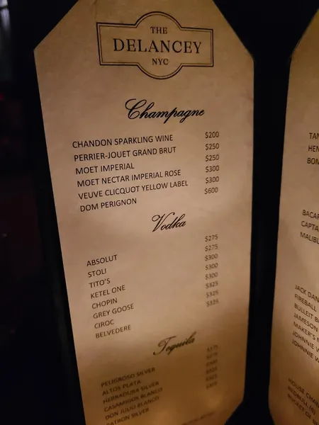 menu of The Delancey