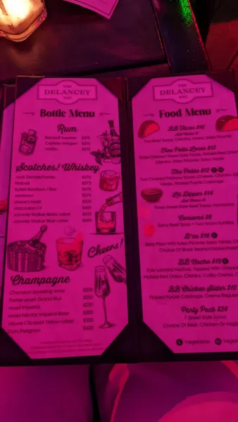 menu of The Delancey