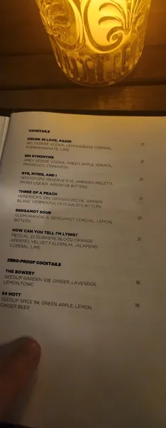 menu of THE ROOF