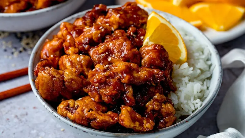 Orange Chicken Red Bowl