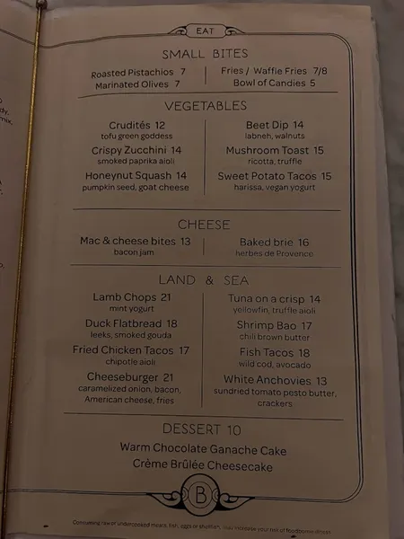 menu of Bohemien Bar