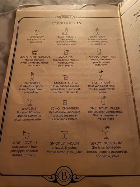 menu of Bohemien Bar