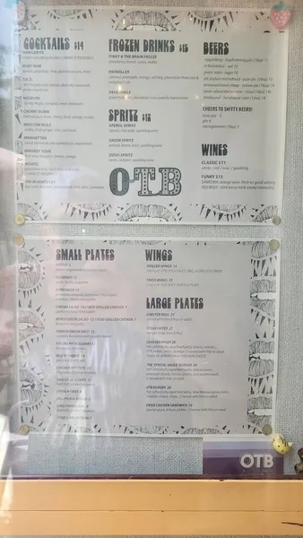 menu of OTB