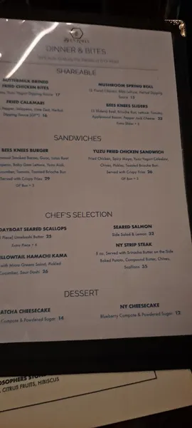 menu of Bee's Knees & Honey Lounge