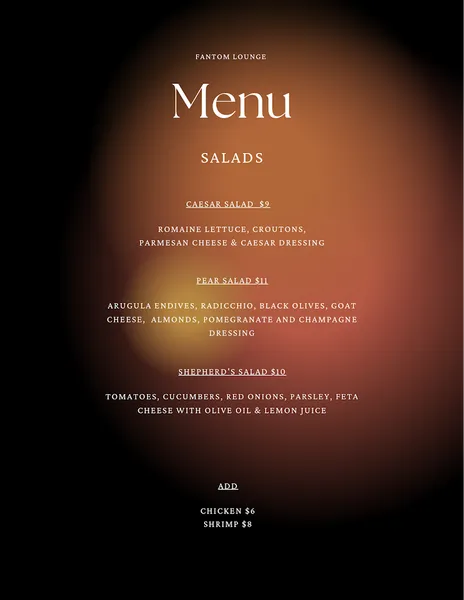 menu of Zamaan Bar & Lounge