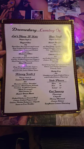 menu of Dromedary Urban Tiki Bar