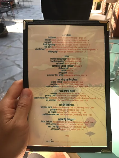 menu of NO BAR