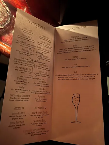 menu of Temple Bar