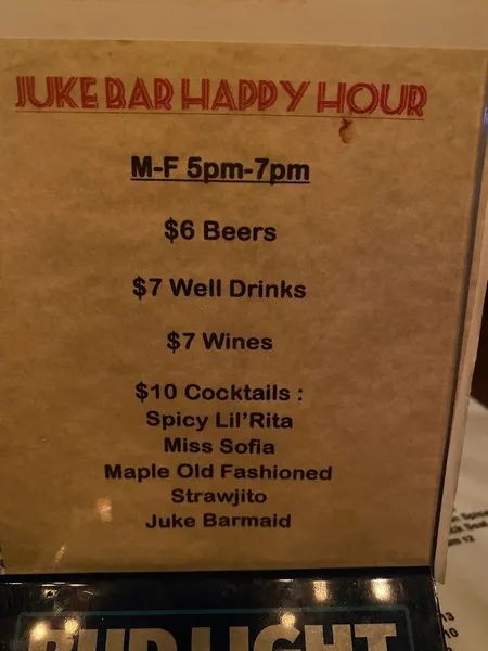 menu of Juke Bar