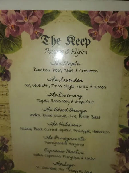 menu of The Keep