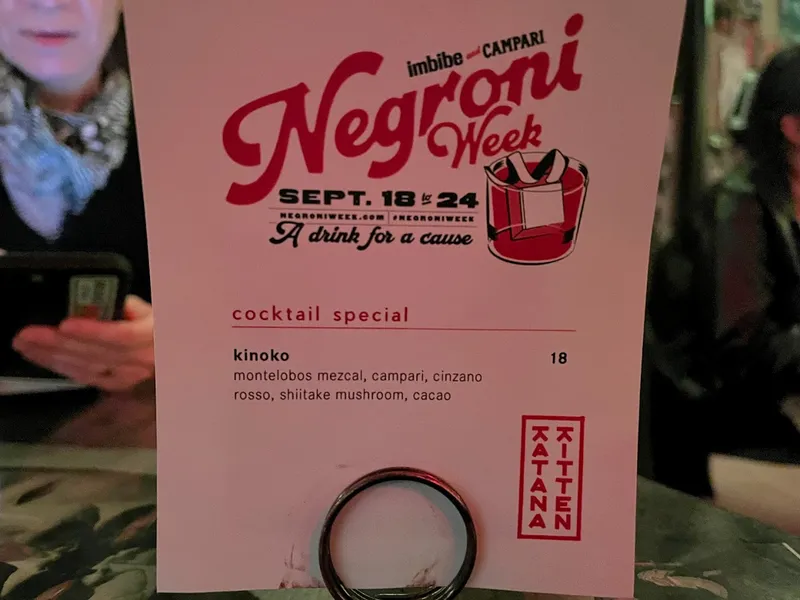 menu of Katana Kitten