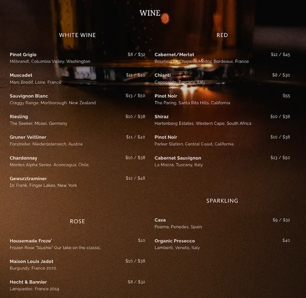 menu of Windsor Tavern