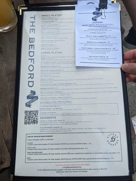 menu of The Bedford