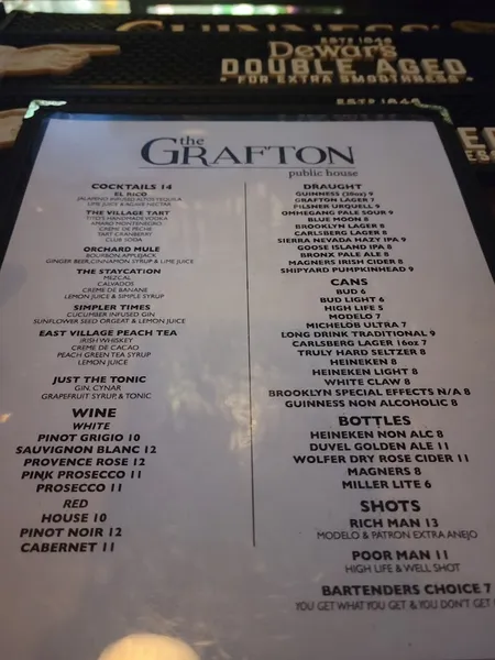 menu of The Grafton