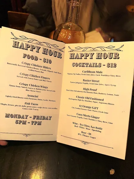 menu of 67 Orange Street