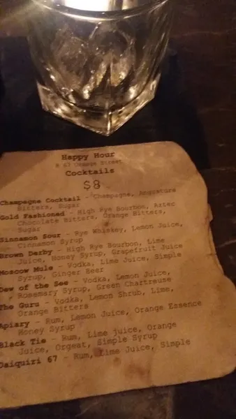 menu of 67 Orange Street