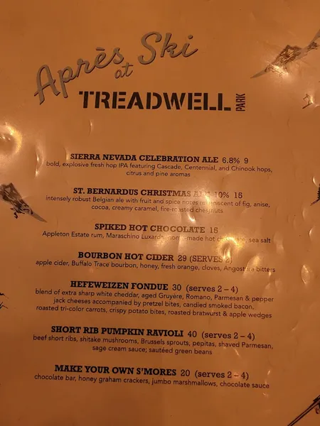 menu of Treadwell Park