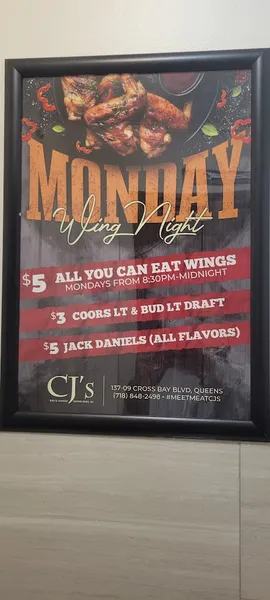 menu of CJ's