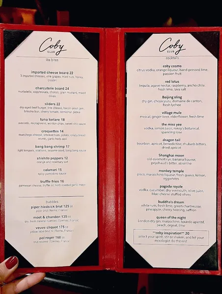 menu of Coby Club