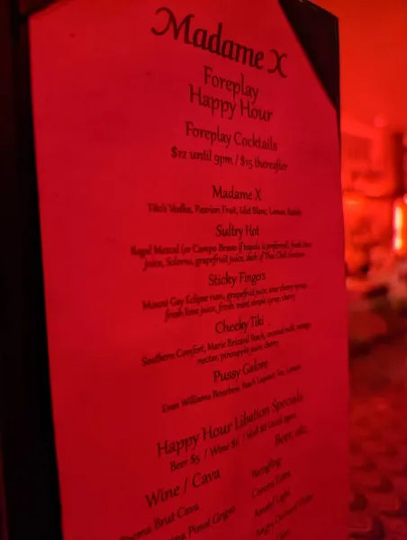 menu of Madame X