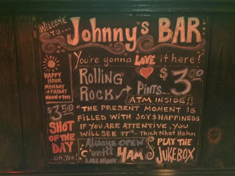 menu of Johnny's Bar