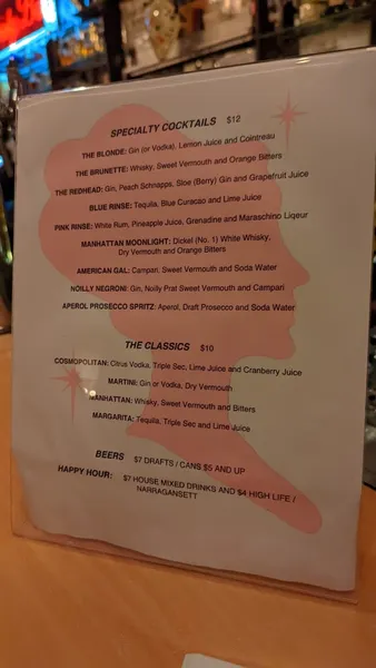 menu of Beauty Bar