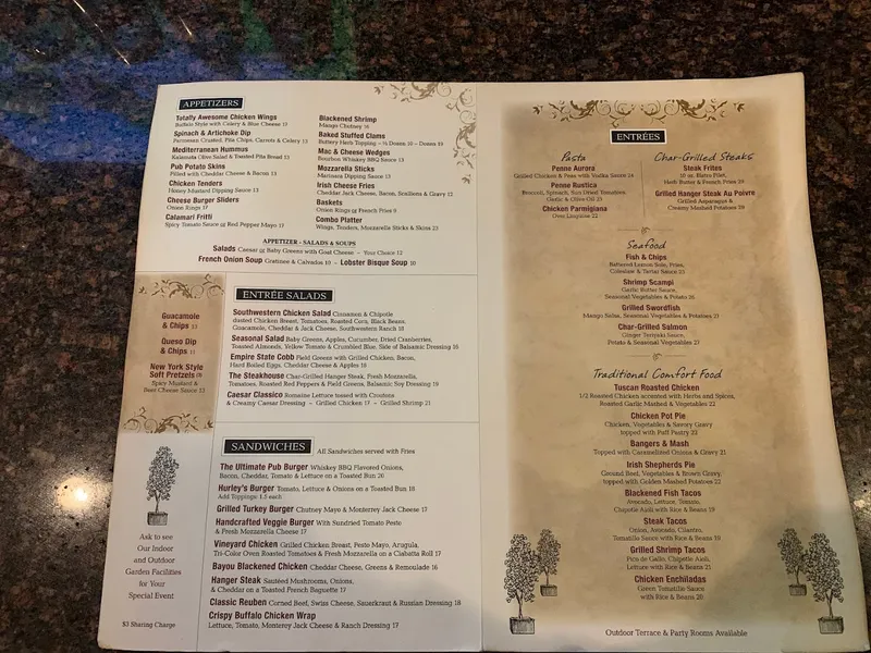 menu of Hurley's Restaurant & Bar