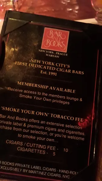 menu of Hudson Bar and Books