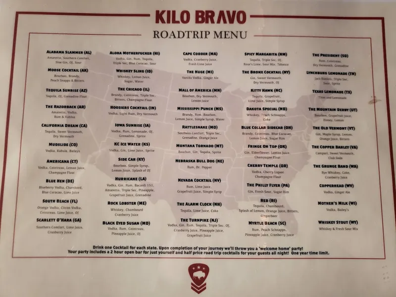 menu of Kilo Bravo