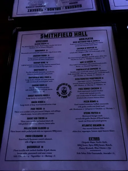 menu of Smithfield Hall NYC