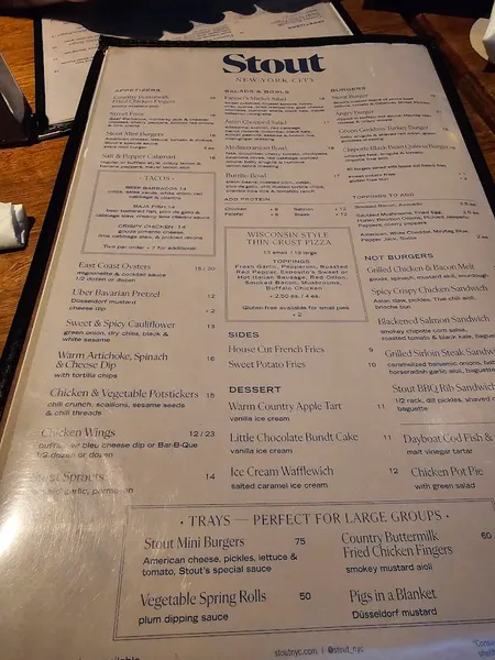 menu of Stout NYC