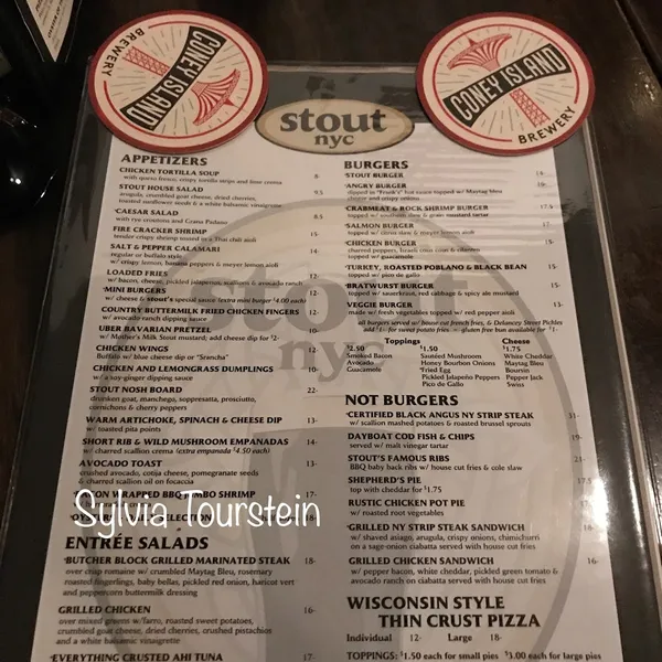 menu of Stout NYC