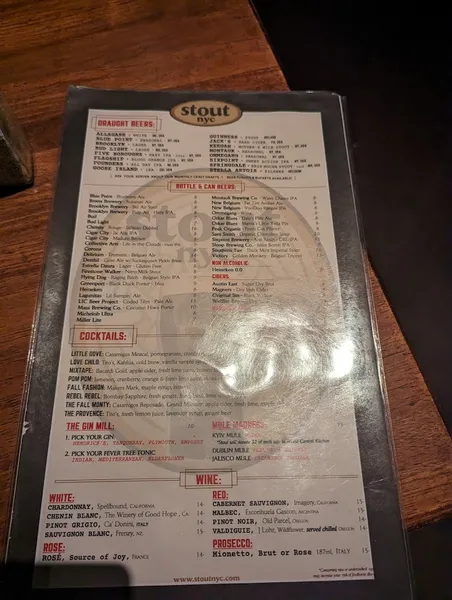 menu of Stout NYC