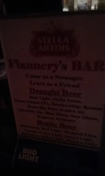 menu of Flannerys Bar