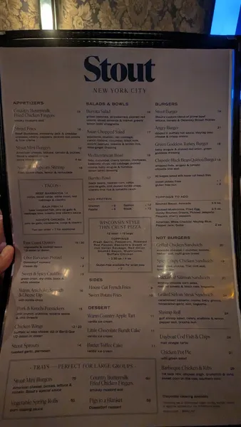 menu of Stout NYC