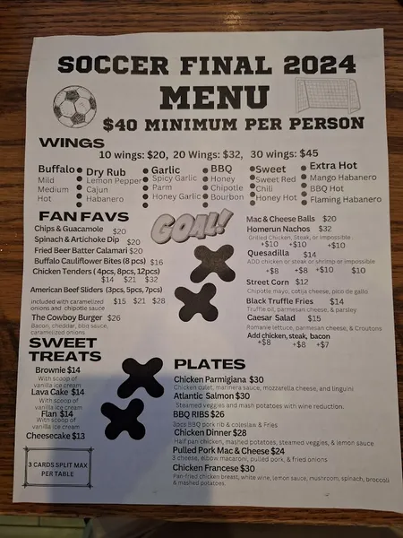 menu of All Stars Sports Bar & Grill