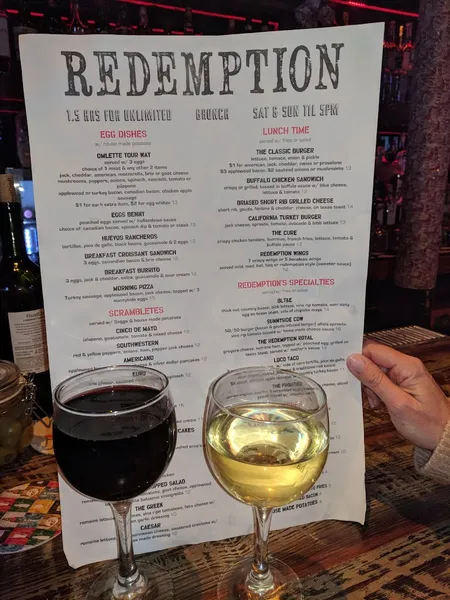 menu of Redemption Sports Lounge