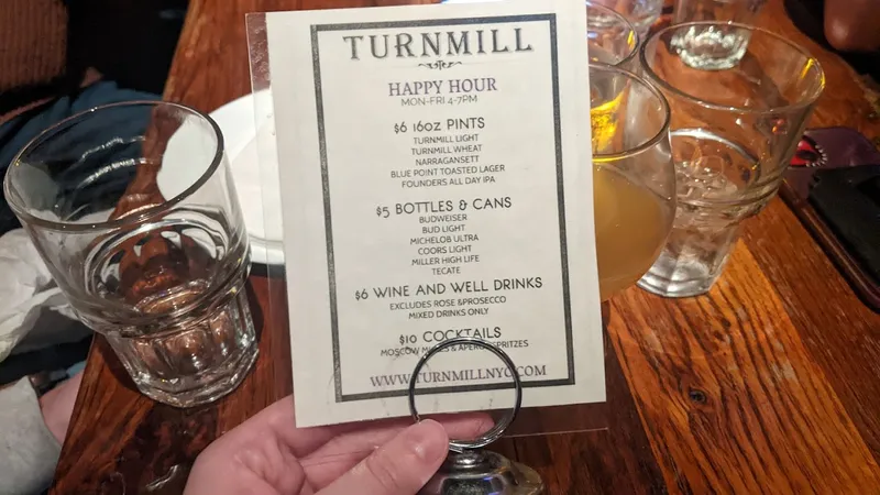 menu of Turnmill Bar