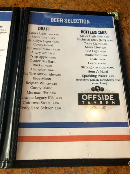 menu of Offside NYC