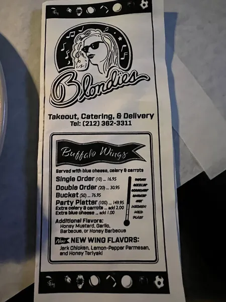 menu of Blondies Sports