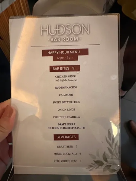 menu of Hudson Bar Room