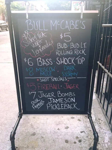 menu of Bull McCabes